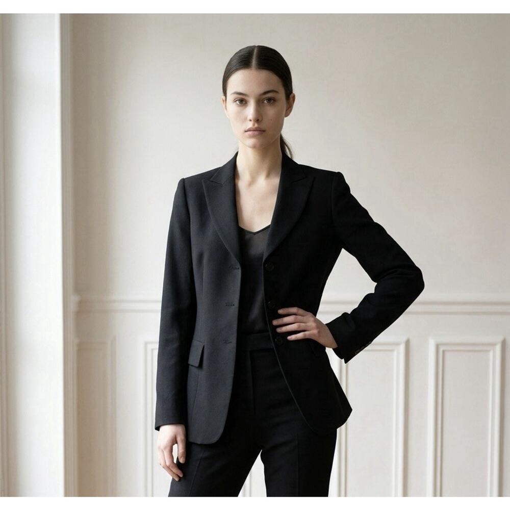 Anne Klein Women's 6 Suit Black 3 Signature Button Blazer Career Chic Y2K EUC - Picture 2 of 13